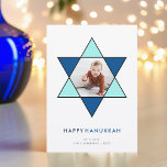 Étoile de mosaïque | CARTE PHOTO HANOUKKA<br><div class="desc">Élégant et moderne Hanoukka carte photo dispose d'une série de photos préférées dans une Star of David accentuée de tons clairs pour un effet de mosaïque unique. "Happy Hanoukka" apparaît sous les lettres bleues modernes et propres. Personnalisez avec vos noms le long du bas, et ajoutez deux photos supplémentaires et...</div>
