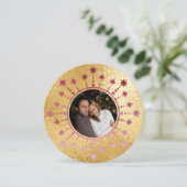 Étoile de Noël festive : Carte photo rouge et or (Debout devant)