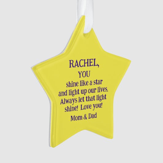 Étoile de Noël/Parents À La Fille/Vous Brille Comm (devant)