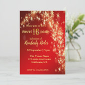 Étoile De Nuit Starry En Rouge Invitations Anniver (Debout devant)