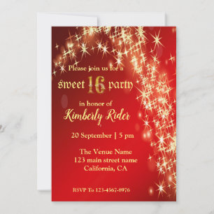 Étoile De Nuit Starry En Rouge Invitations Anniver