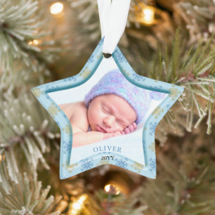 Étoile de photo pour le premier Noël de bébé floco