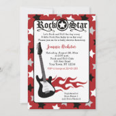 Étoile de Rock Rouge Guitare Rock a Bye Invitation (Devant)