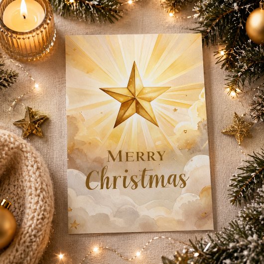 Étoile dorée de Bethléem Joyeux Noël Carte de vœux