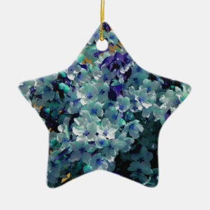 Étoile En Céramique Ornement à fleurs de printemps bleu