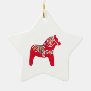 Étoile En Céramique Ornement Dala Horse