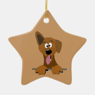 Étoile En Céramique Ornement de chien de la race mélangé par chien