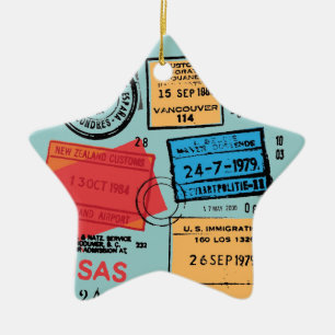 Étoile En Céramique Ornement de conception des timbres de passeport