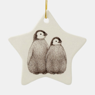 Étoile En Céramique Ornement d'étoile de frères de pingouin de béb