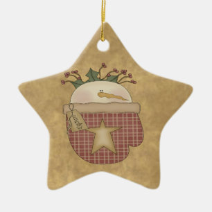 Étoile En Céramique Ornement d'étoile de Noël de mitaine de bonhomme