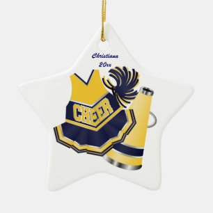 Étoile En Céramique Ornement fait sur commande Cheerleading bleu et