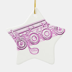 Étoile En Céramique Ornement rose de cannelure
