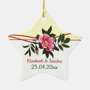 Étoile En Céramique Rose rose sauvage mariage gardien ornement