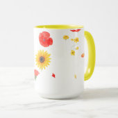 Étoile florale & Coeur Mug - Tournesol brillant &  (Devant droit)