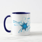 Étoile fraîche de David et tasse Yiddish de bleu (Gauche)