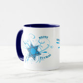 Étoile fraîche de David et tasse Yiddish de bleu (Devant gauche)