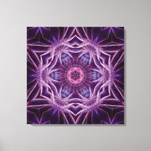 Étoile hexagonale fractale violette sur toile (Recto)