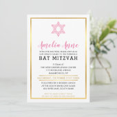 Étoile INVITATION BAT MITZVAH or rose rose or (Debout devant)