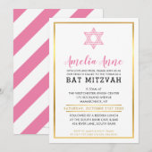 Étoile INVITATION BAT MITZVAH or rose rose or (Devant / Derrière)