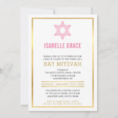 Étoile INVITATION BAT MITZVAH or rose rose or (Devant)