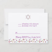 Étoile juive Fleur de David Bat mitzvah RSVP (Dos)