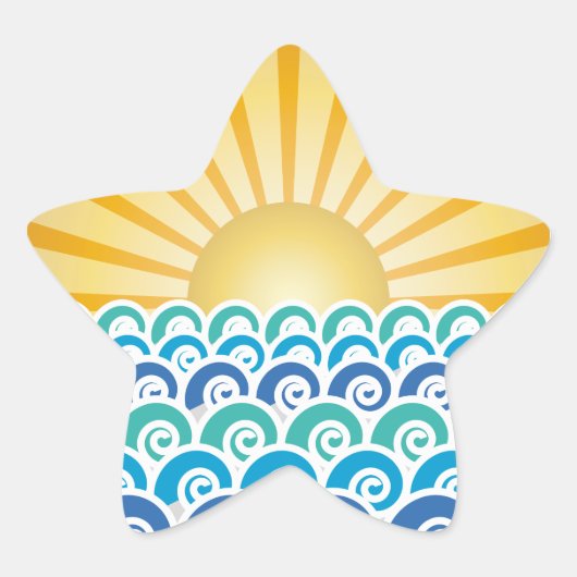 Étoile Le long du Sticker Waves Blue Star (Devant)