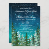 Étoile Lumière Forêt de nuit Invitations de mariag (Devant / Derrière)