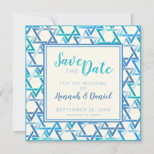 Étoile mariage juive de david Save The Date Card (Devant)