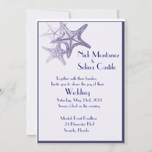 étoile marine faire-part de mariage (Devant)