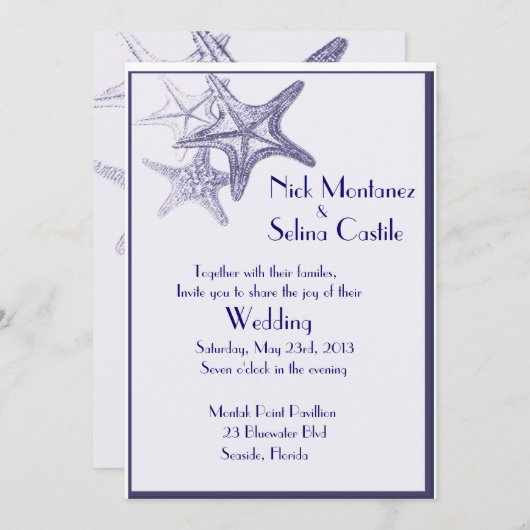 étoile marine faire-part de mariage (Devant / Derrière)