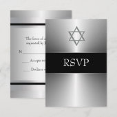 Étoile noire d'argent de David Bar Mitzvah RSVP (Devant / Derrière)