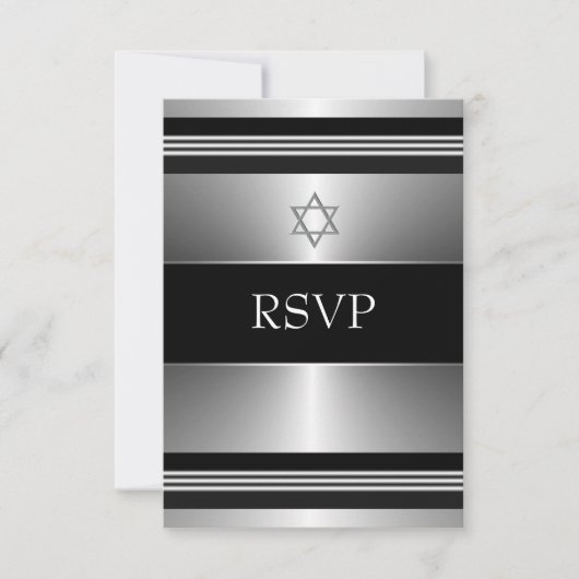 Étoile noire d'argent de David Bar Mitzvah RSVP (Devant)