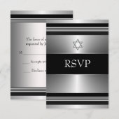 Étoile noire d'argent de David Bar Mitzvah RSVP (Devant / Derrière)