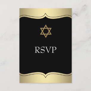 Étoile noire de David Bar Mitzvah RSVP en or