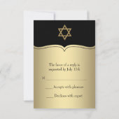 Étoile noire de David Bar Mitzvah RSVP en or (Dos)