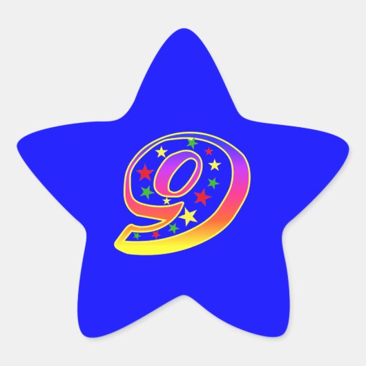 Étoile Numéro 9e Sticker de fête d'anniversaire (Devant)