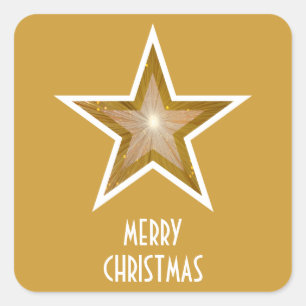 Étoile or 'Joyeux Noël'' autocollant carré jaune