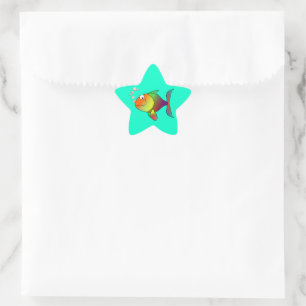 Étoile Poisson : Bulles soufflantes Sticker rond classiqu