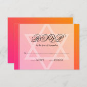 Etoile rose orange de David Bat mitzvah RSVP (Devant / Derrière)