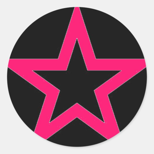 Étoile rose sur noir - Sticker (Devant)