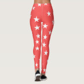 Étoile rouge et blanche Motif Leggings d'été (Dos)