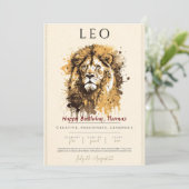 Etoile signe la carte d'anniversaire LEO. Personna (Debout devant)