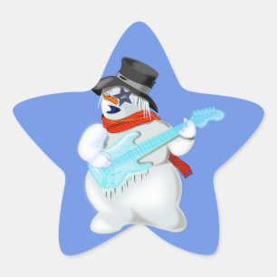 Étoile Snowman avec Sticker Guitare - Personnalisable
