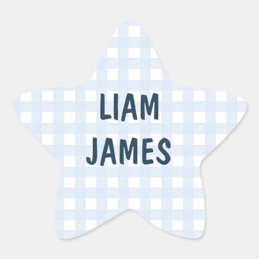 Étoile Starry Gingham Baby Boy Envelope Sticker (Devant)