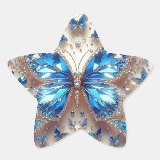 Étoile Sticker à papillon Diamant Bleu - Astuce élégante (Devant)