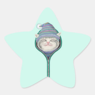 Étoile Sticker Casquette de fourrure de chat amusant