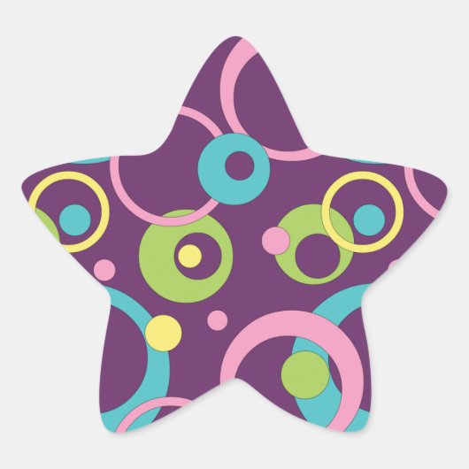 Étoile Sticker de cercles pourpres funky (Devant)