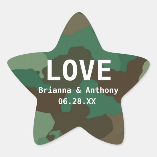 Étoile Sticker Mariage Camouflage Star Love personnalisé (Devant)