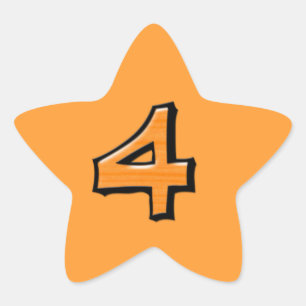 Étoile Sticker Silly Number 4 orange Star