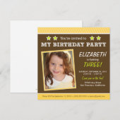 Étoile superbe ! Invitation jaune de fête (Devant / Derrière)